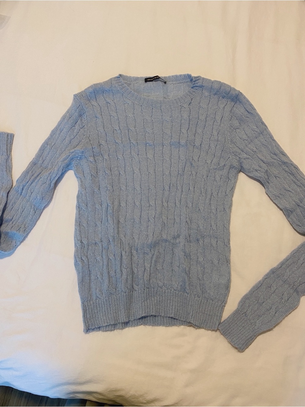 Brandy Melville Light Blue Cable Knit Crewneck Sweater